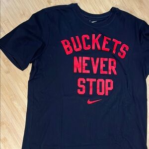 Nike Black Tee with Red 'Buckets Never Stop' Design